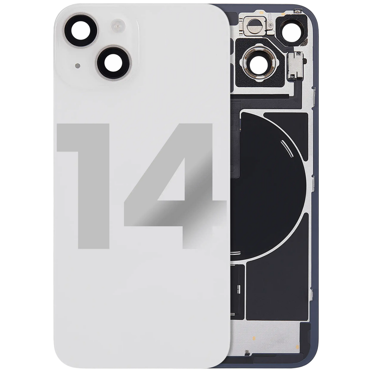 For iPhone 14 Back Glass With MagSafe Magnet, NFC & Flashlight Flex Pulled - Grade A - Starlight