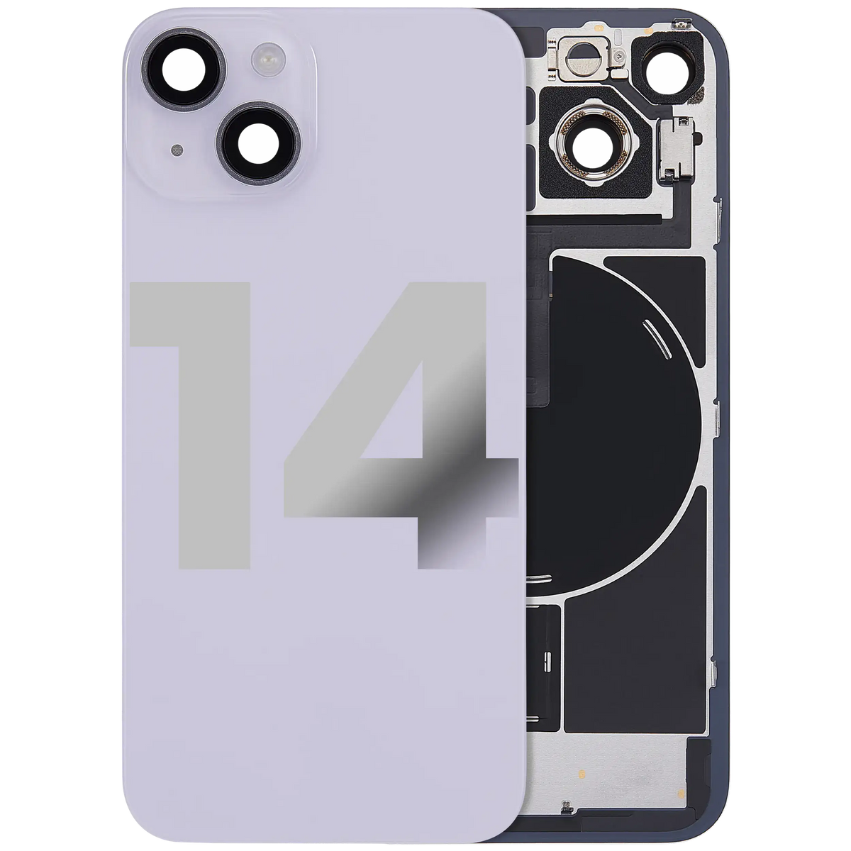 For iPhone 14 Back Glass With MagSafe Magnet, NFC & Flashlight Flex Pulled - Grade B - Purple