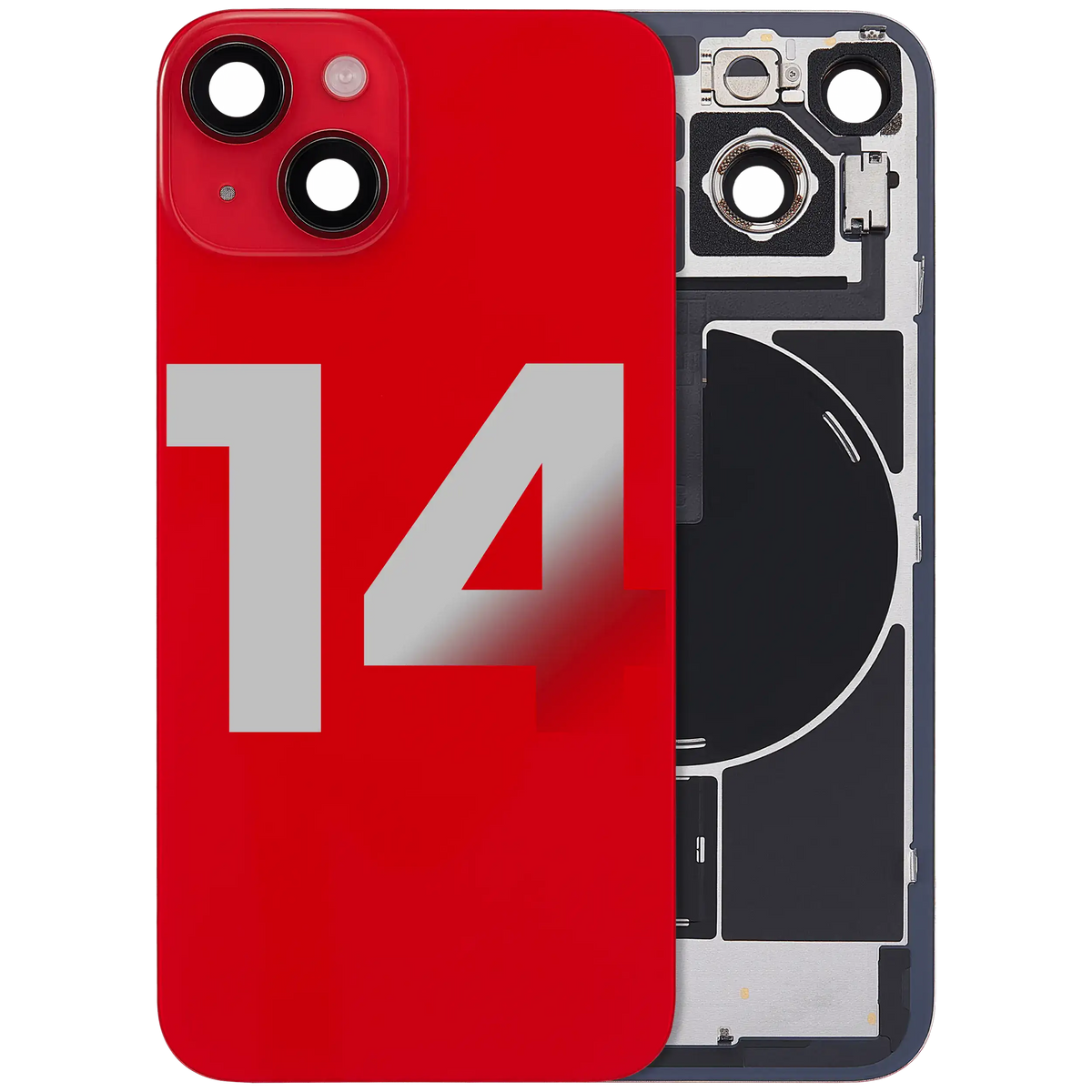 For iPhone 14 Back Glass With MagSafe Magnet, NFC & Flashlight Flex Pulled - Grade C - Red