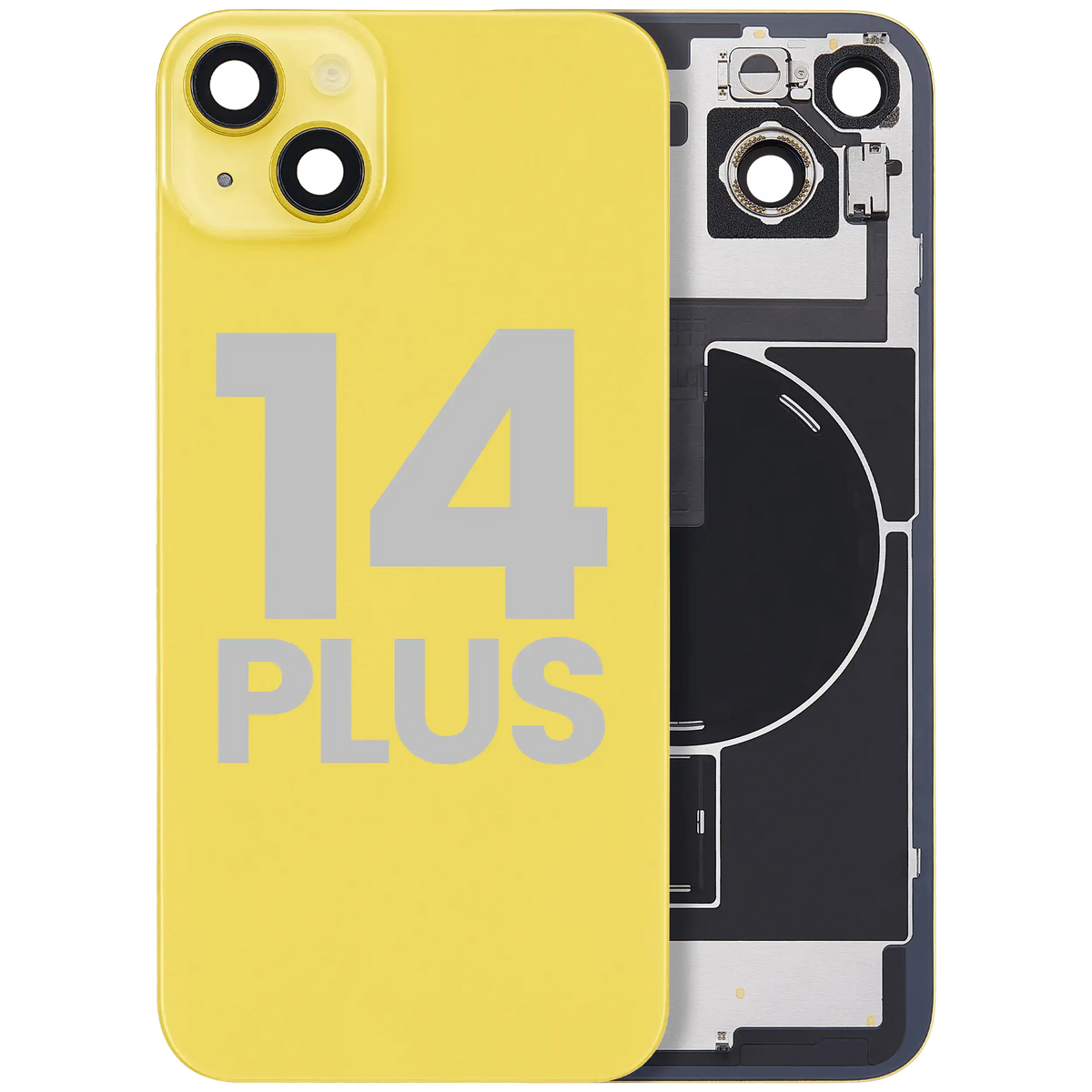 For iPhone 14 Plus Back Glass With MagSafe Magnet, NFC & Flashlight Flex Pulled - Grade B - Yellow
