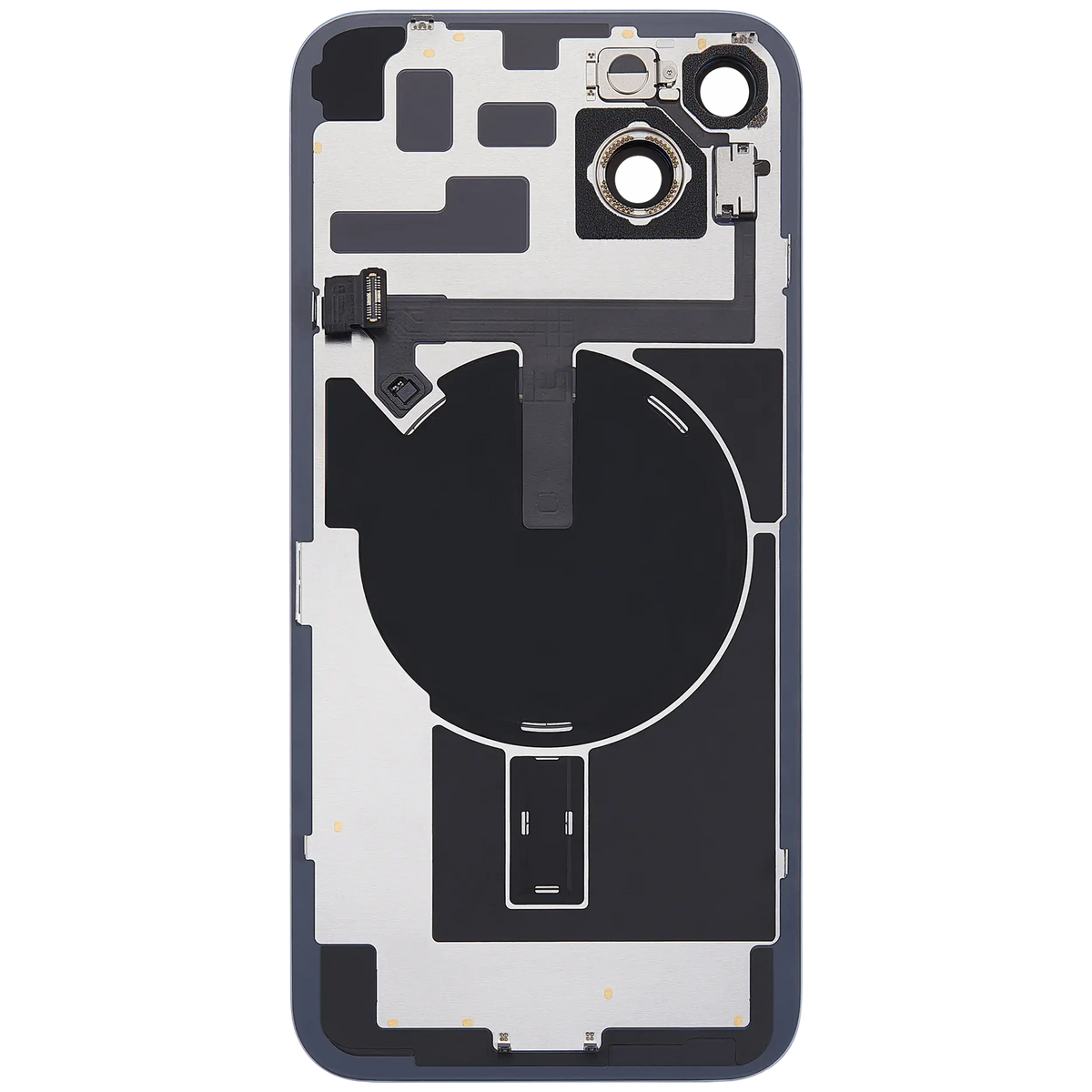 For iPhone 14 Plus Back Glass With MagSafe Magnet, NFC & Flashlight Flex Pulled - Grade C - Blue