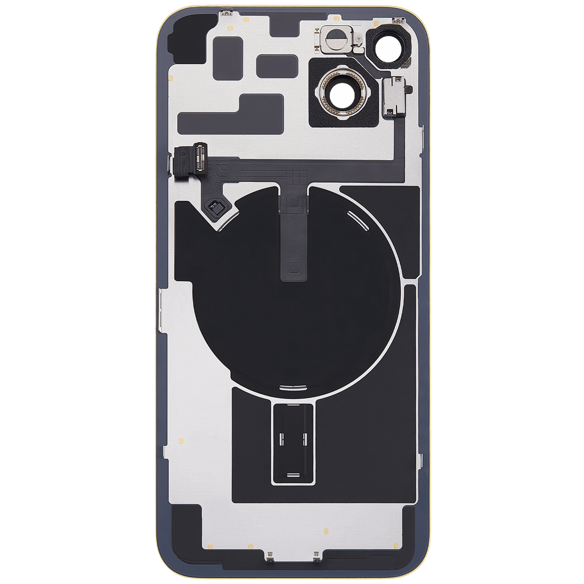 For iPhone 14 Plus Back Glass With MagSafe Magnet, NFC & Flashlight Flex Pulled - Grade C - Yellow