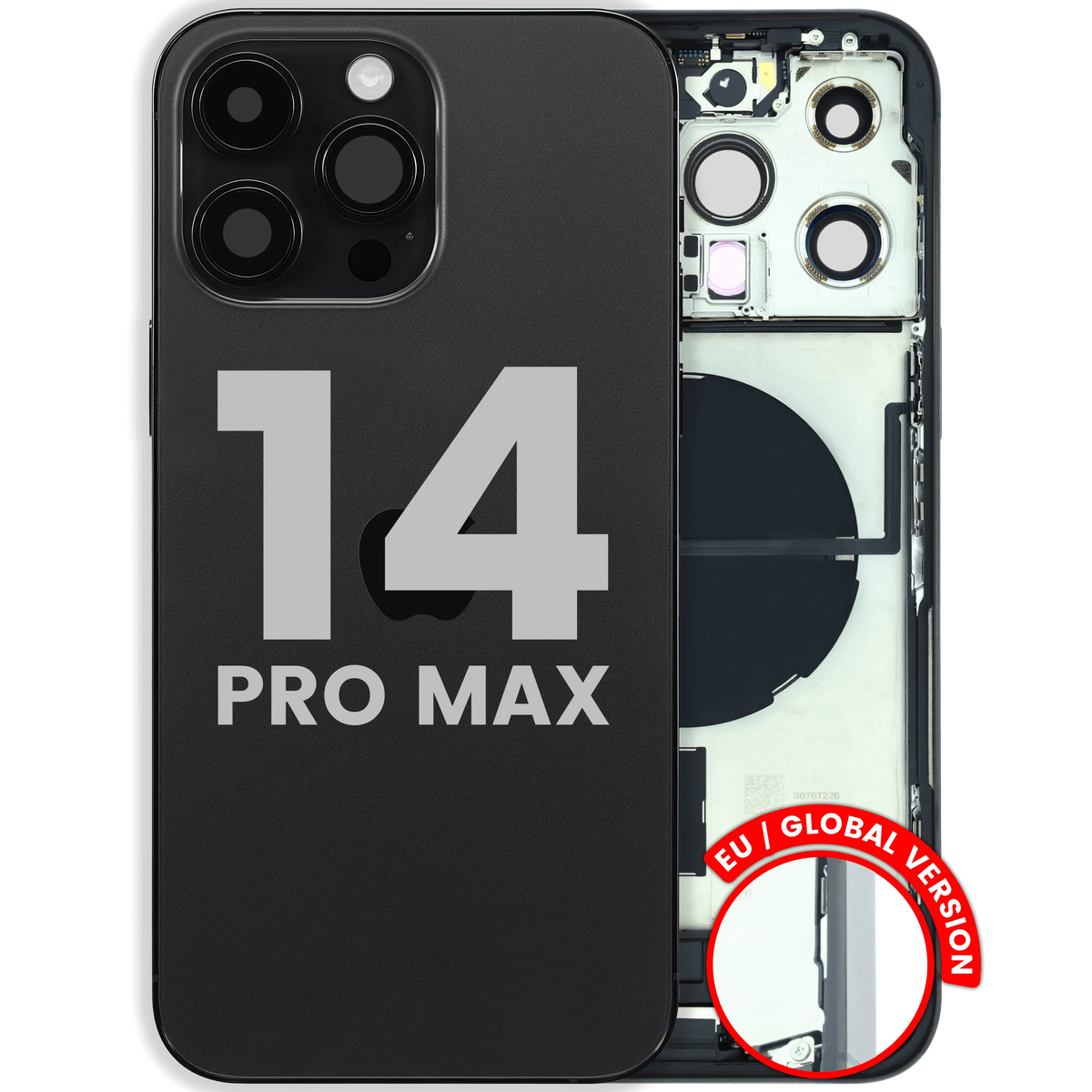 For iPhone 14 Pro Max Back Housing With Charging Port & Small Parts EU / Global Version Pulled - Grade B - Space Black