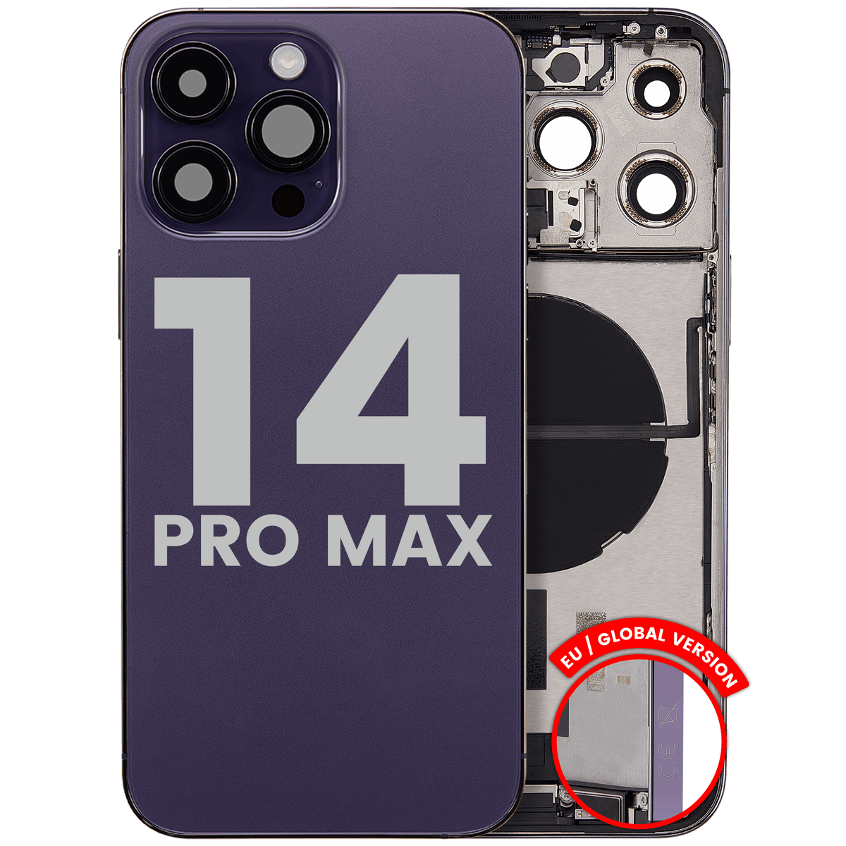 For iPhone 14 Pro Max Back Housing With Charging Port & Small Parts EU / Global Version Pulled - Grade C - Deep Purple