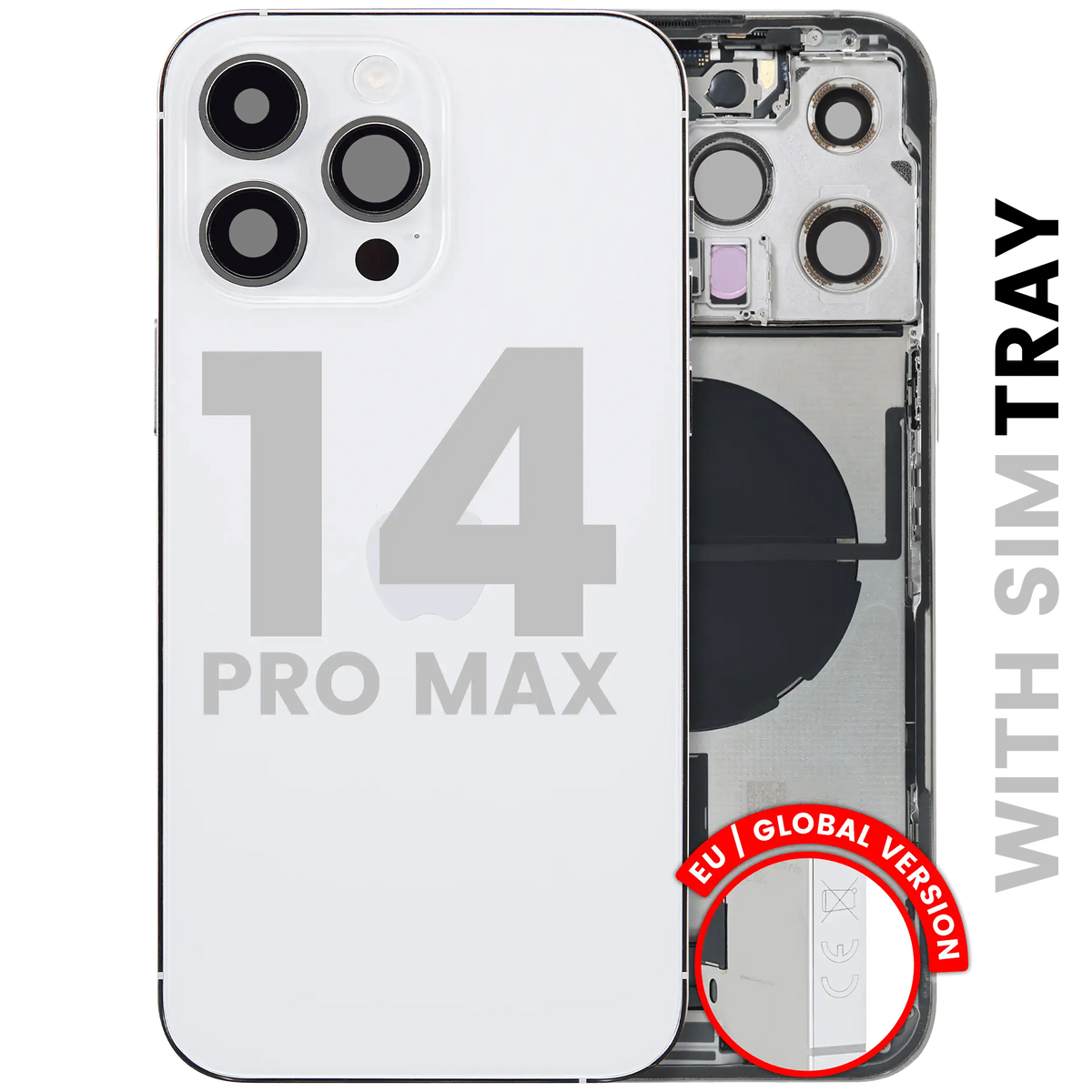 For iPhone 14 Pro Max Back Housing With Charging Port & Small Parts EU / Global Version Pulled - Grade C - Silver