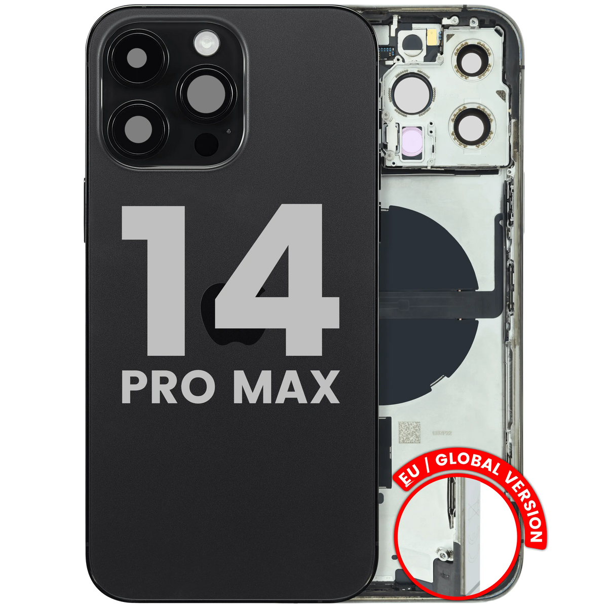 For iPhone 14 Pro Max Back Housing With Charging Port & Small Parts EU / Global Version Pulled - Grade C - Space Black