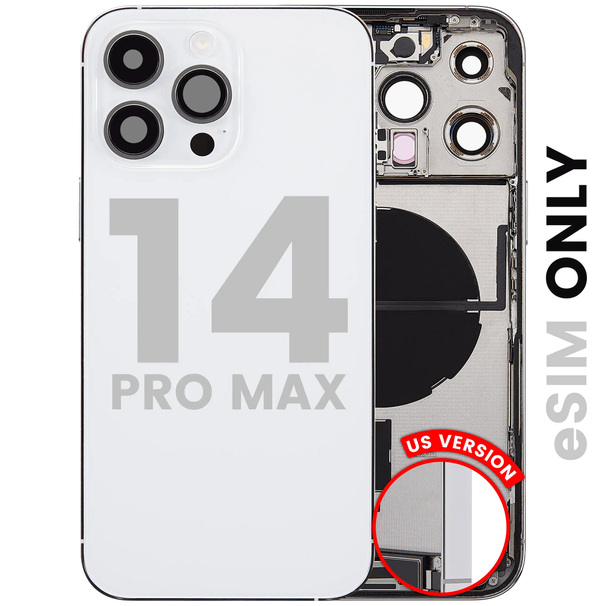 For iPhone 14 Pro Max Back Housing With Charging Port & Small Parts US Version Pulled - Grade A - Silver