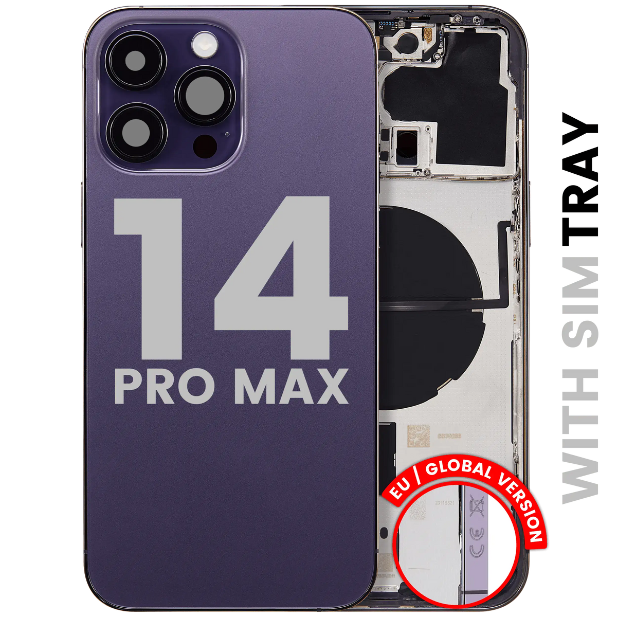 For iPhone 14 Pro Max Back Housing With Small Parts EU / Global Version Pulled - Grade C - Deep Purple