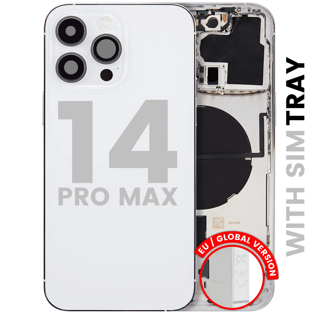 For iPhone 14 Pro Max Back Housing With Small Parts EU / Global Version Pulled - Grade C - Silver