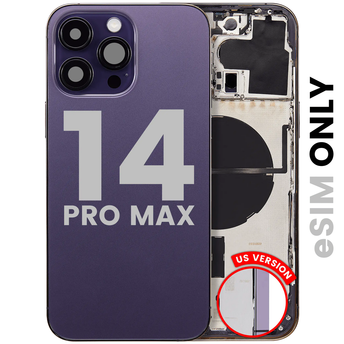 For iPhone 14 Pro Max Back Housing With Small Parts US Version Pulled - Grade C - Deep Purple
