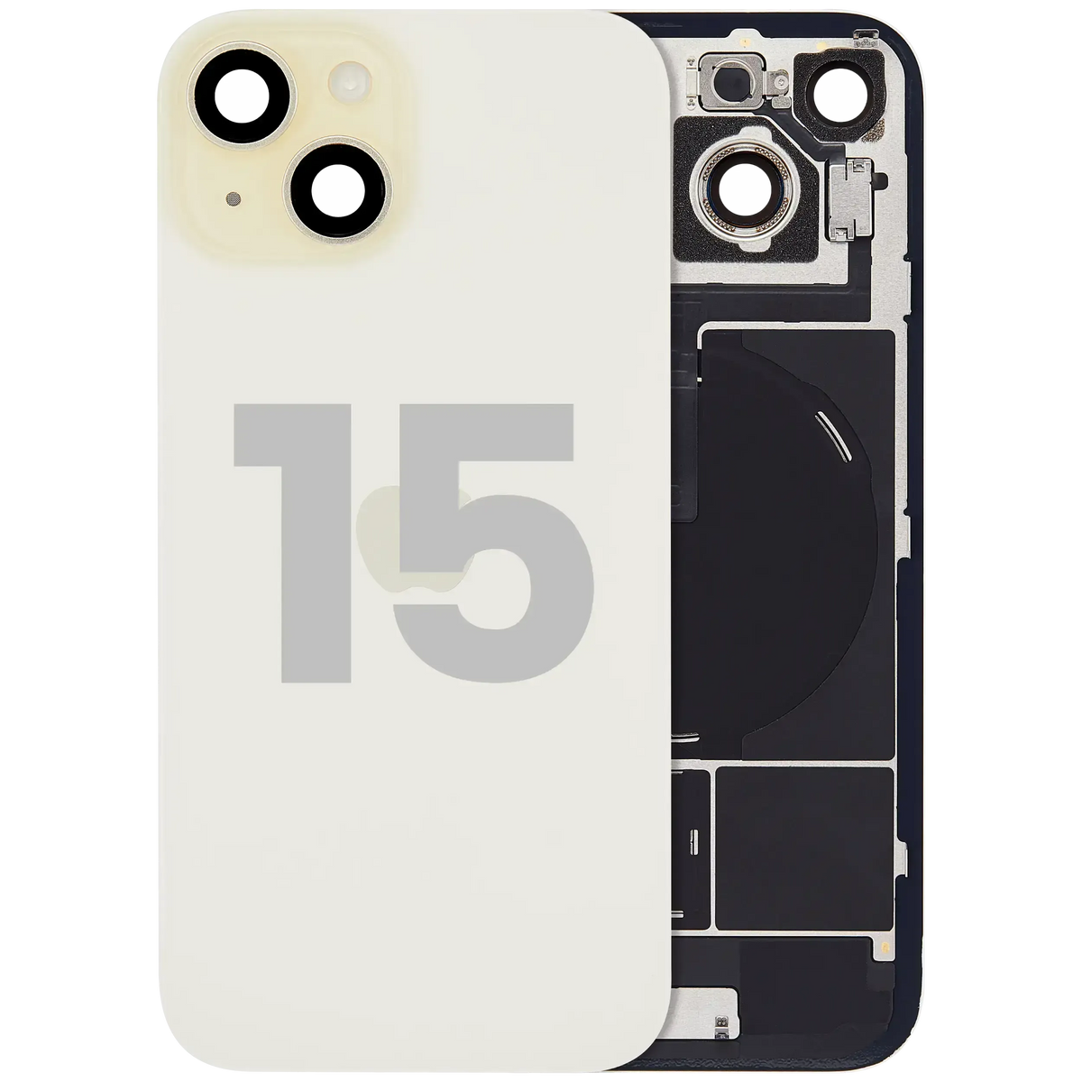 For iPhone 15 Back Glass With MagSafe Magnet, NFC & Flashlight Flex Pulled - Grade A - Yellow