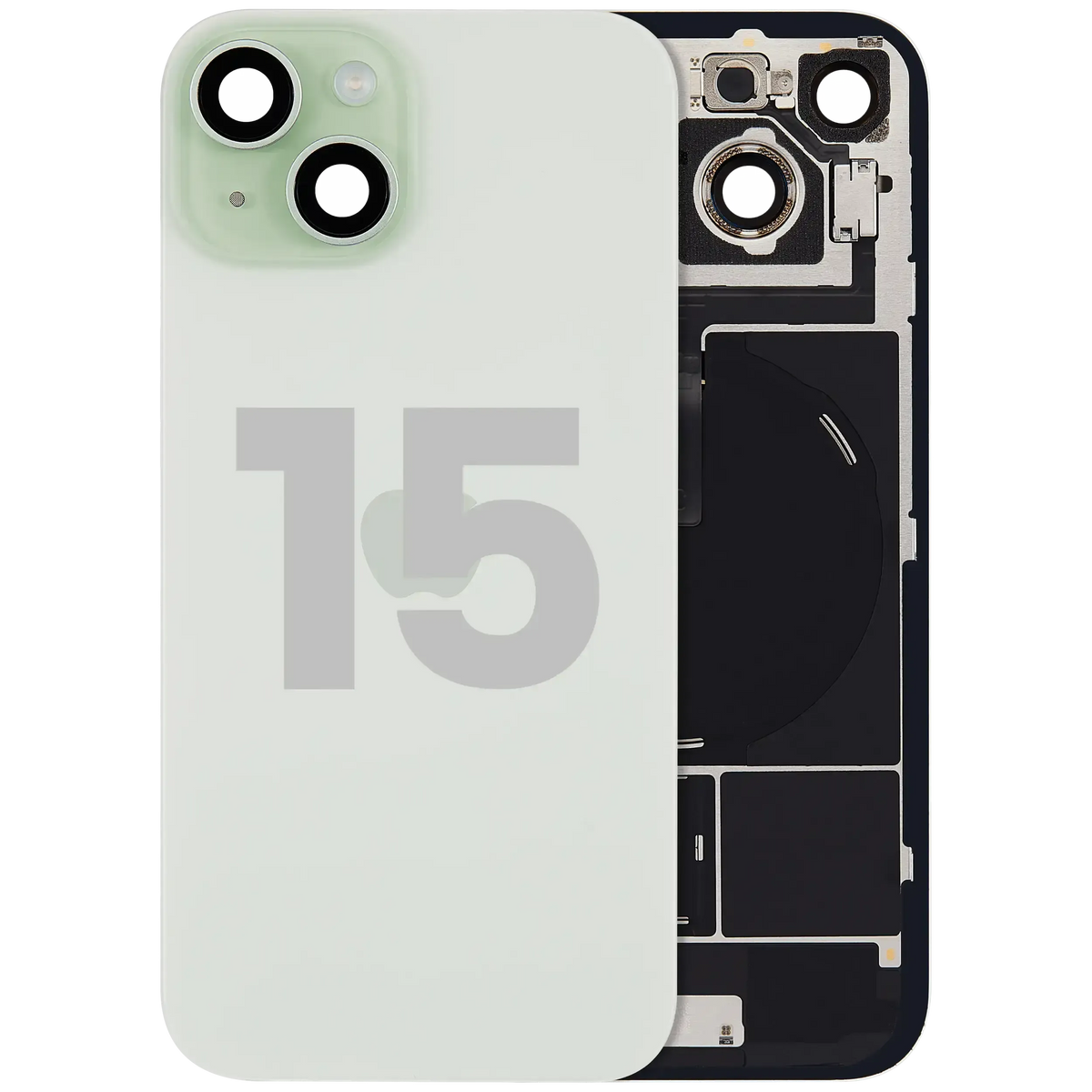 For iPhone 15 Back Glass With MagSafe Magnet, NFC & Flashlight Flex Pulled - Grade B - Green