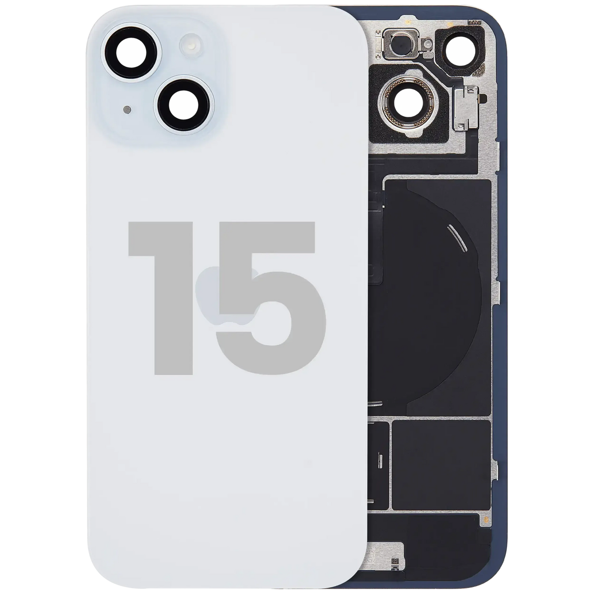 For iPhone 15 Back Glass With MagSafe Magnet, NFC & Flashlight Flex Pulled - Grade C - Blue