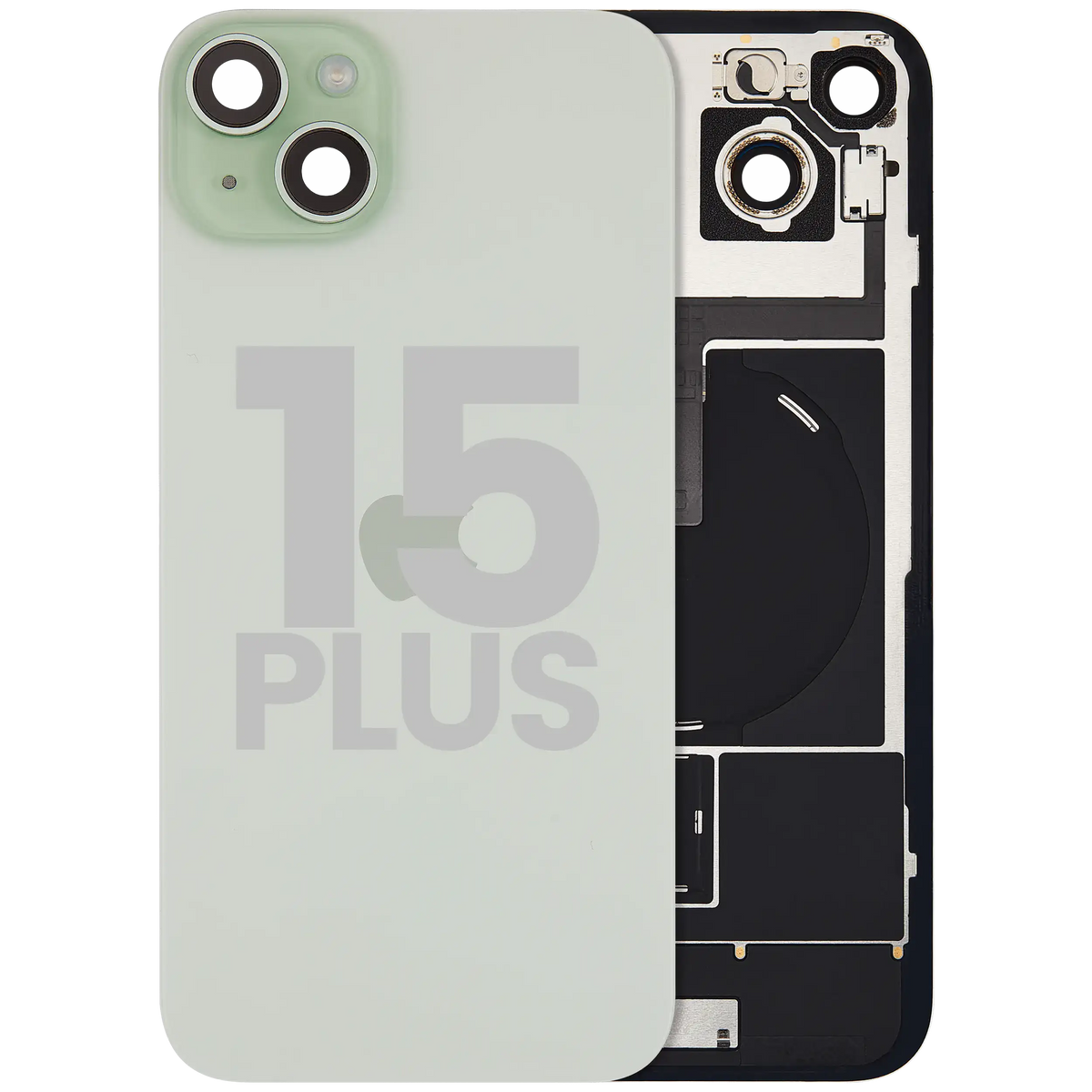 For iPhone 15 Plus Back Glass With MagSafe Magnet, NFC & Flashlight Flex Pulled - Grade B - Green