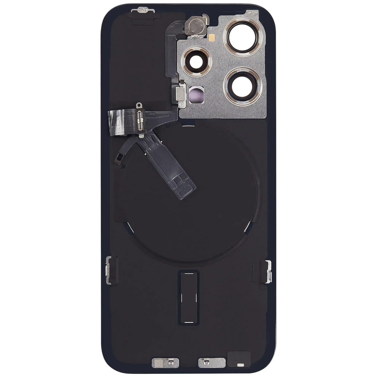For iPhone 15 Pro Back Glass With MagSafe Magnet, NFC & Flashlight Flex Pulled - Grade B - Black Titanium