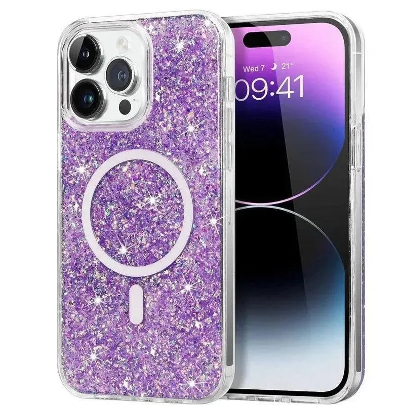 For iPhone 15 Pro Max Axis Magsafe Glitter Case Purple