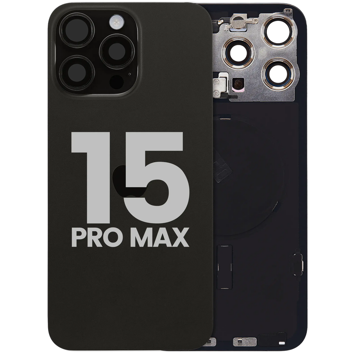 For iPhone 15 Pro Max Back Glass With MagSafe Magnet, NFC & Flashlight Flex Pulled - Grade B - Black Titanium