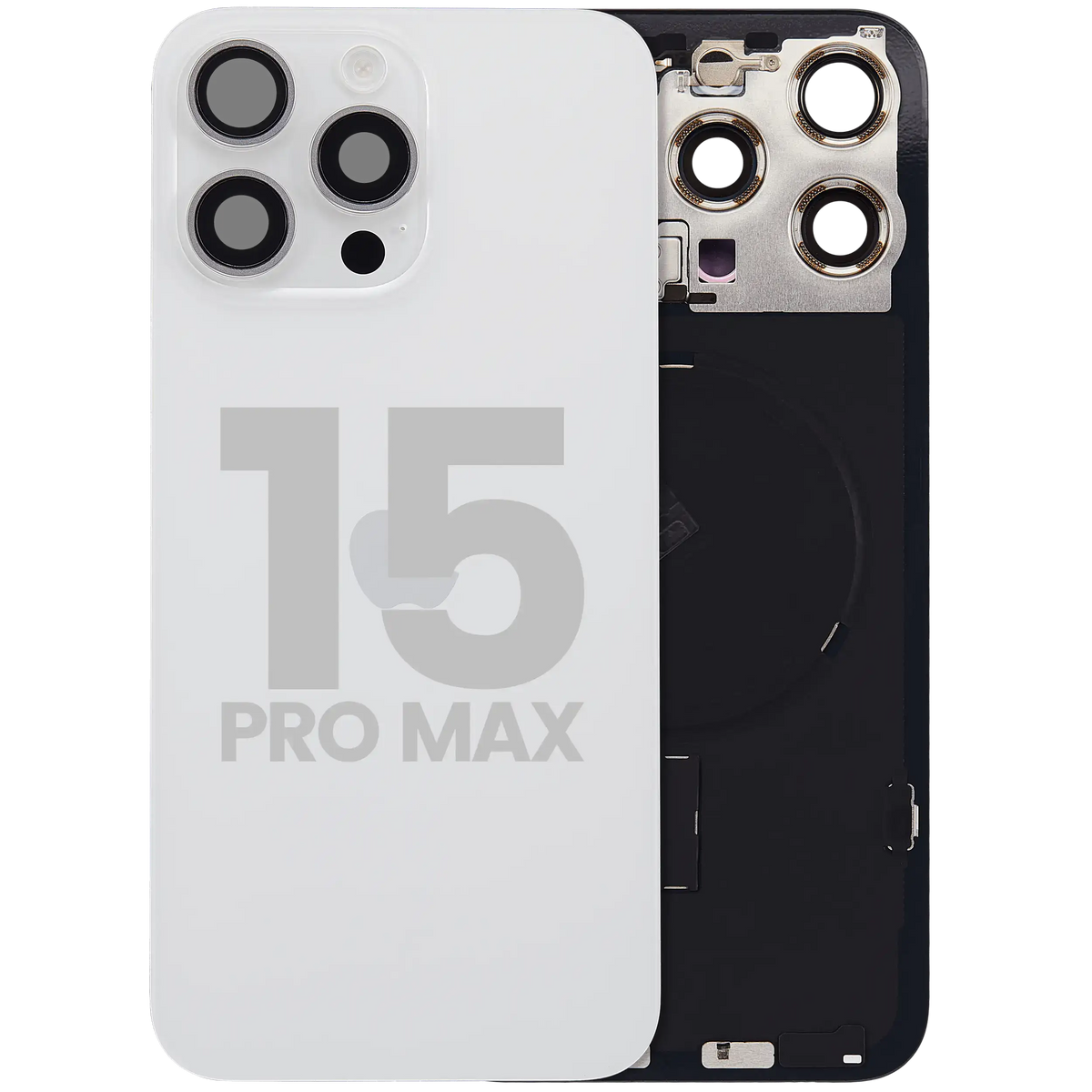 For iPhone 15 Pro Max Back Glass With MagSafe Magnet, NFC & Flashlight Flex Pulled - Grade B - White Titanium