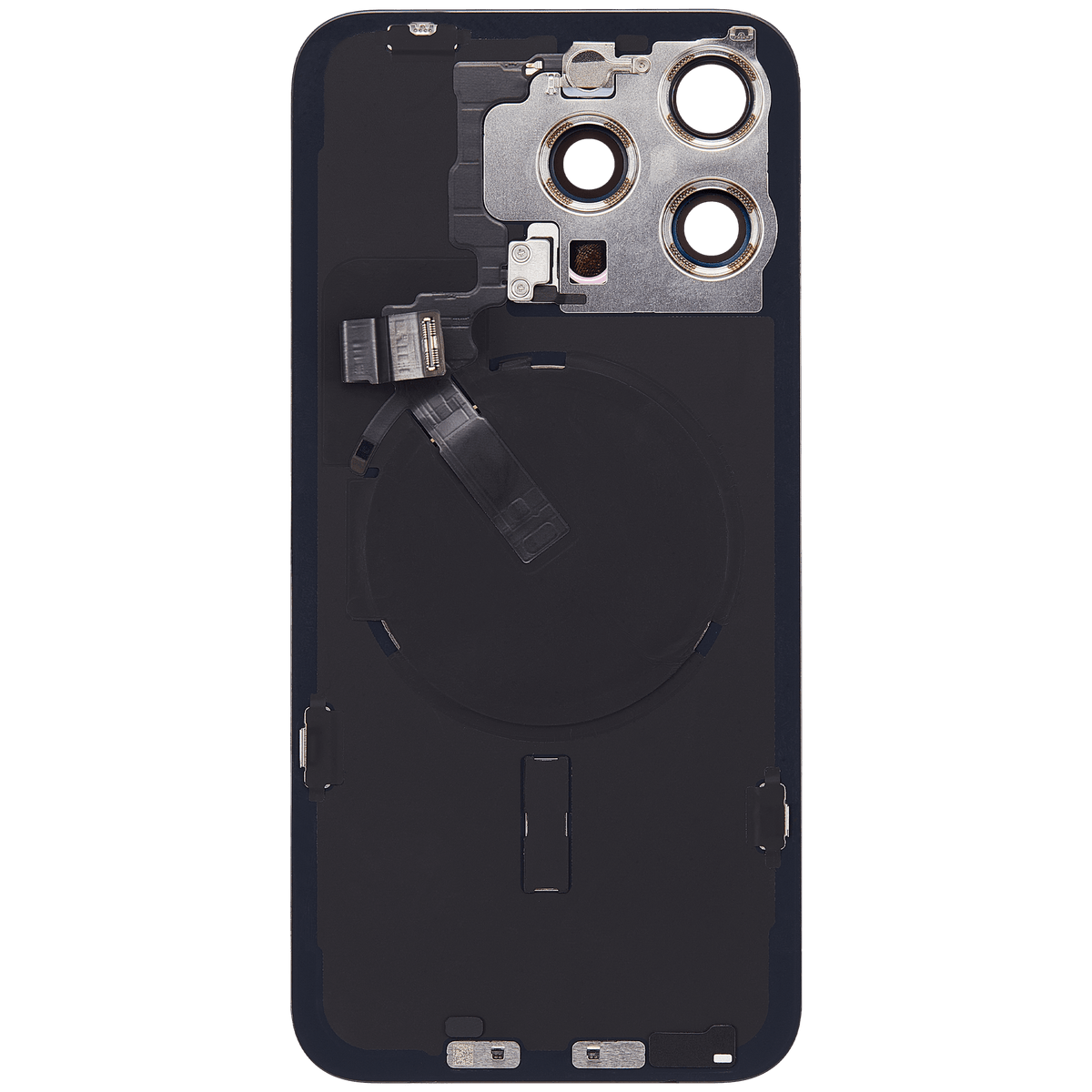 For iPhone 15 Pro Max Back Glass With MagSafe Magnet, NFC & Flashlight Flex Pulled - Grade C - Black Titanium