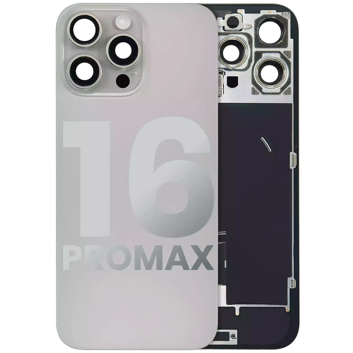 For iPhone 16 Pro Max Back Glass With MagSafe Magnet, NFC & Flashlight Flex Pulled - Grade A - Natural Titanium