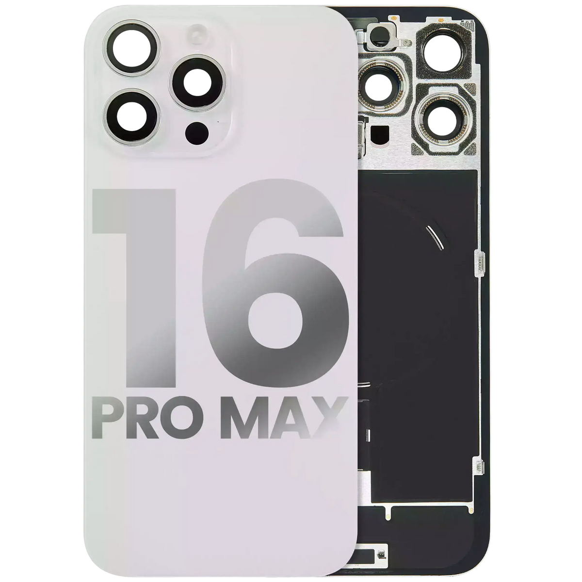 For iPhone 16 Pro Max Back Glass With MagSafe Magnet, NFC & Flashlight Flex Pulled - Grade A - White Titanium