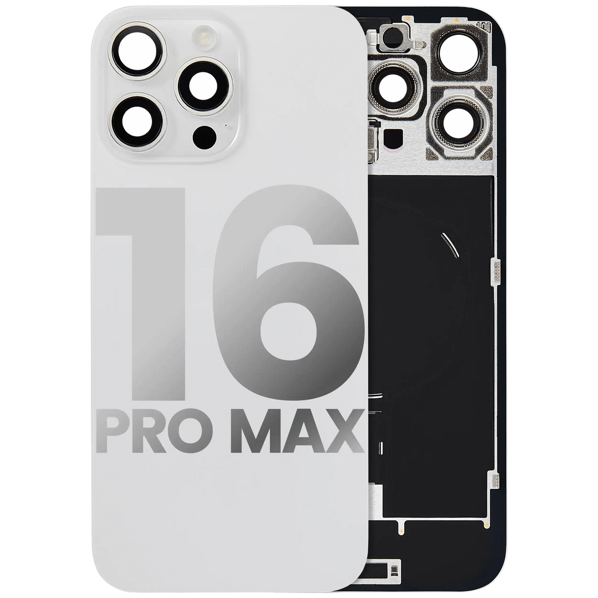 For iPhone 16 Pro Max Back Glass With MagSafe Magnet, NFC & Flashlight Flex Pulled - Grade B - White Titanium