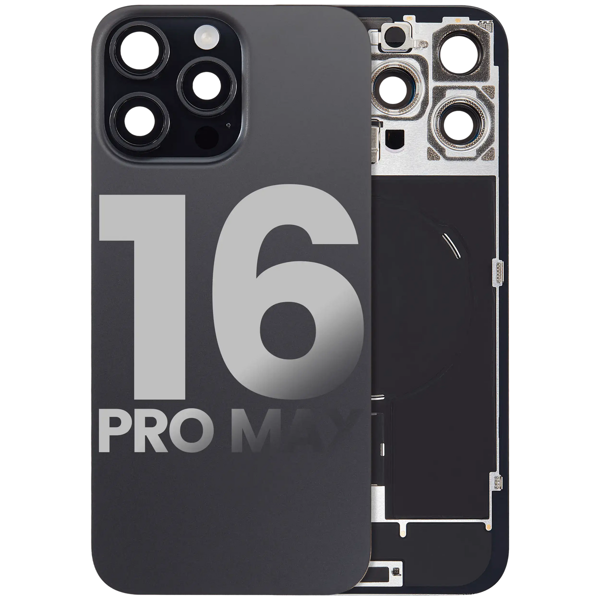 For iPhone 16 Pro Max Back Glass With MagSafe Magnet, NFC & Flashlight Flex Pulled - Grade C - Black Titanium