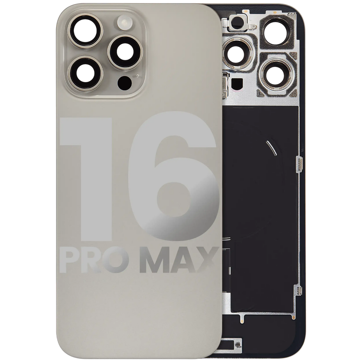 For iPhone 16 Pro Max Back Glass With MagSafe Magnet, NFC & Flashlight Flex Pulled - Grade C - Natural Titanium