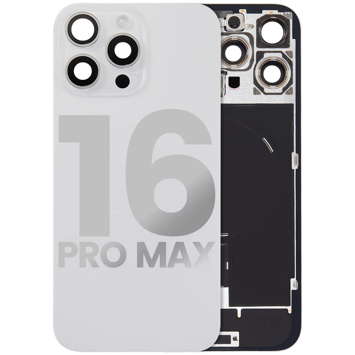For iPhone 16 Pro Max Back Glass With MagSafe Magnet, NFC & Flashlight Flex Pulled - Grade C - White Titanium