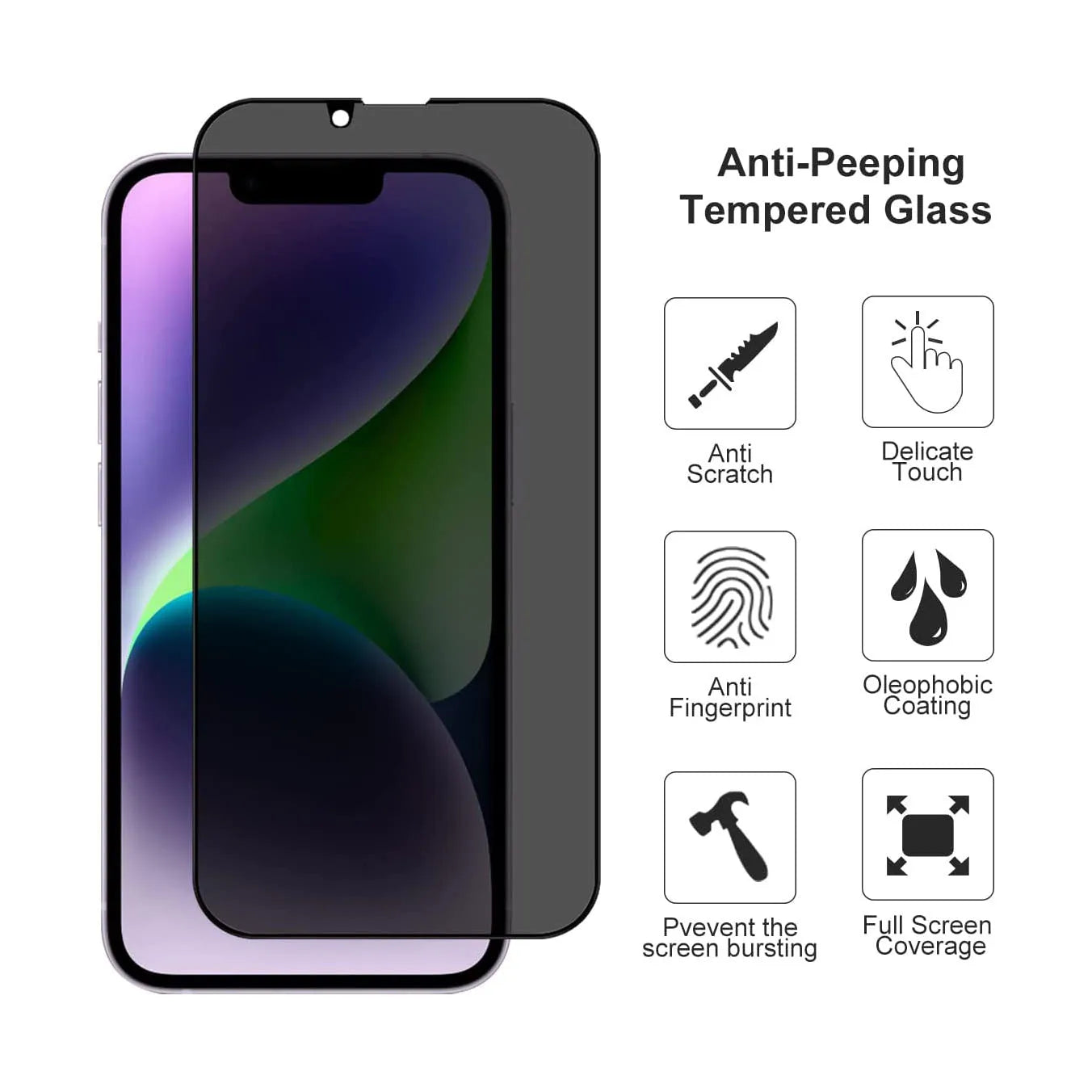 For iPhone 16e Privacy Anti-Spy Tempered Glass / Full Coverage Screen Protector