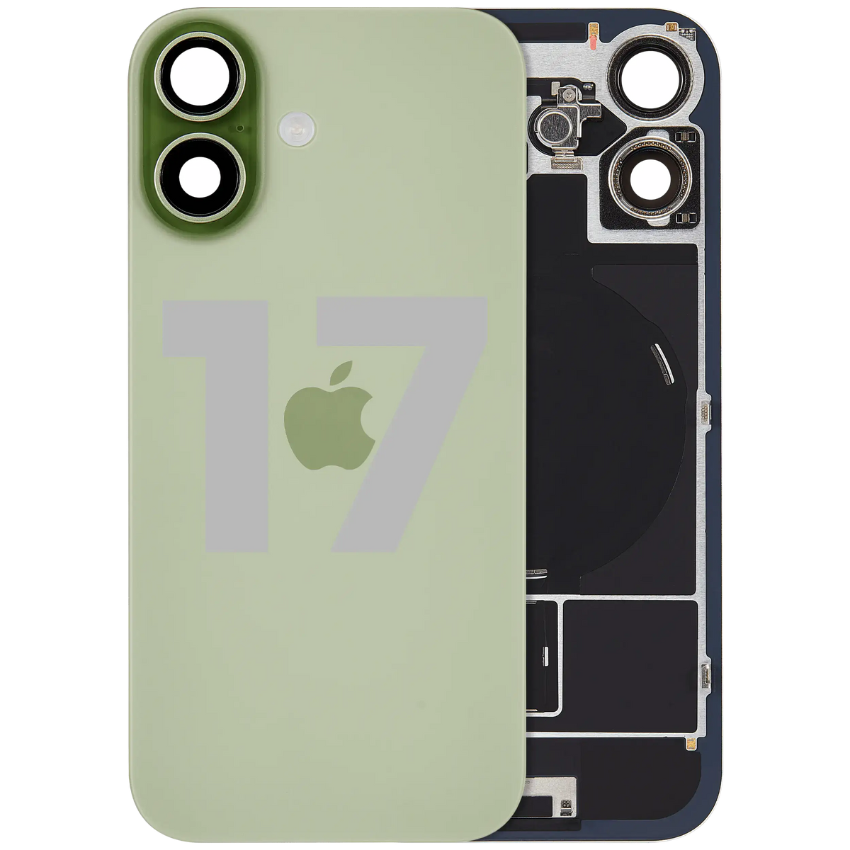 For iPhone 17 Back Glass With MagSafe Magnet, NFC & Flashlight Flex Pulled - Grade B - Sage