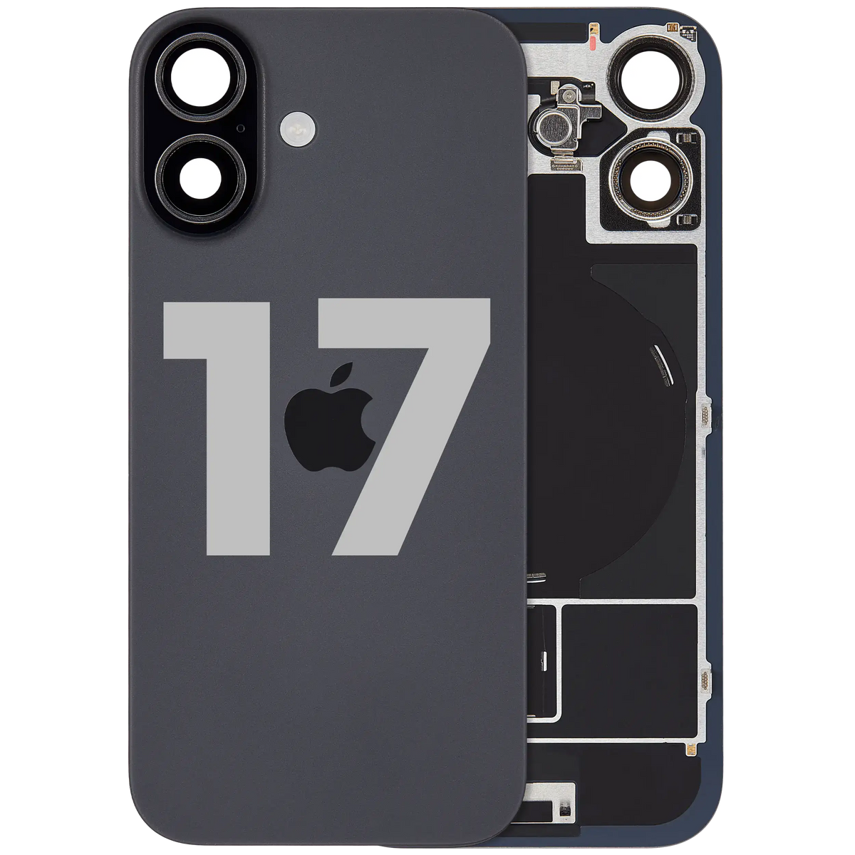 For iPhone 17 Back Glass With MagSafe Magnet, NFC & Flashlight Flex Pulled - Grade C - Black