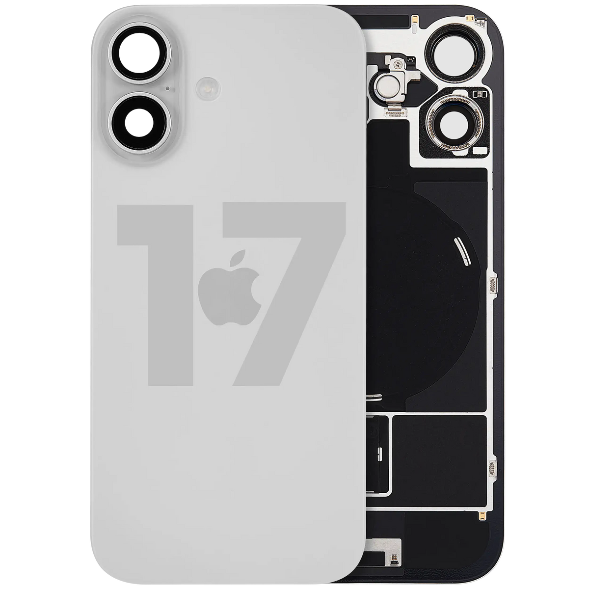 For iPhone 17 Back Glass With MagSafe Magnet, NFC & Flashlight Flex Pulled - Grade C - White