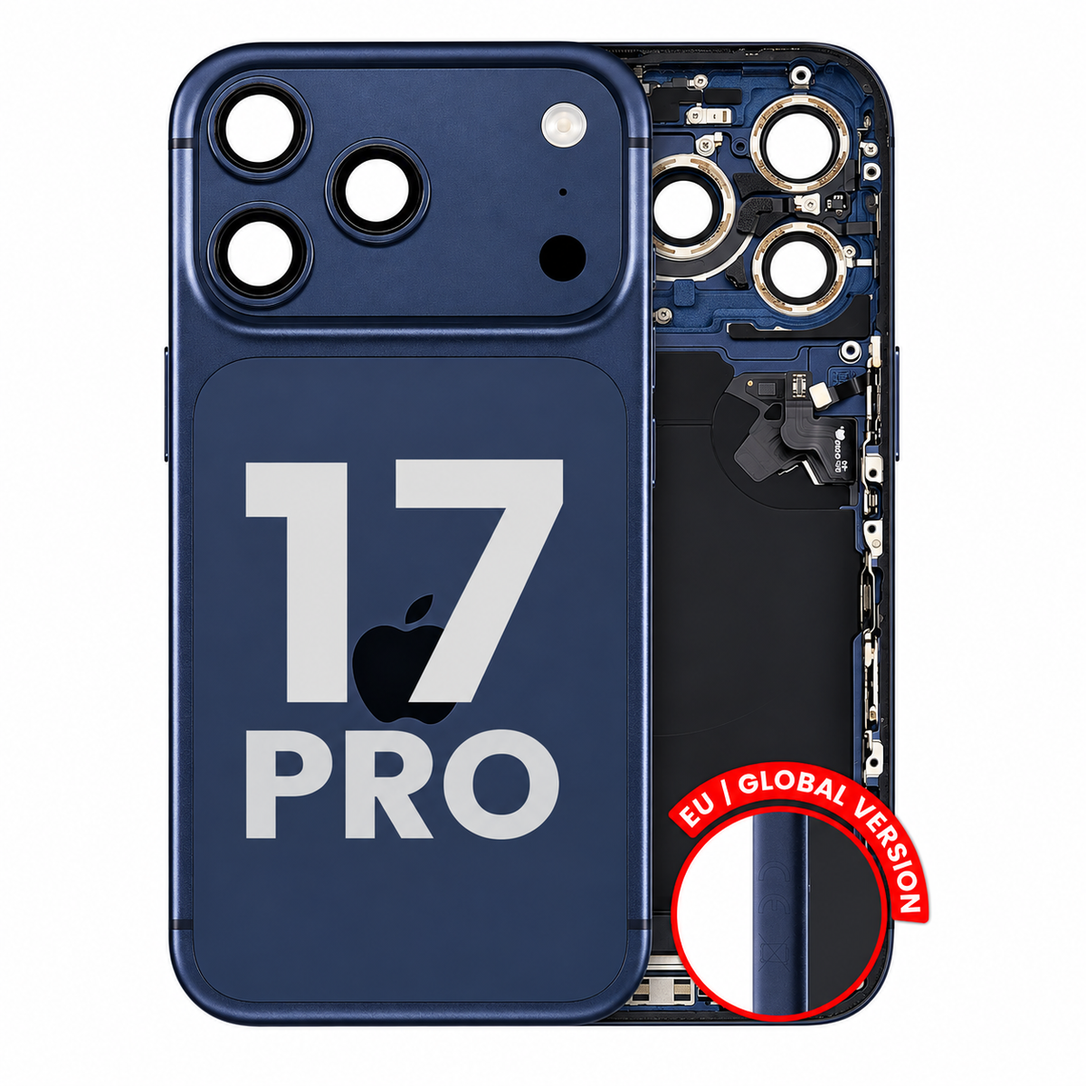 For iPhone 17 Pro Back Housing With Charging Port & Small Parts EU / Global Version Pulled - Grade A - Deep Blue