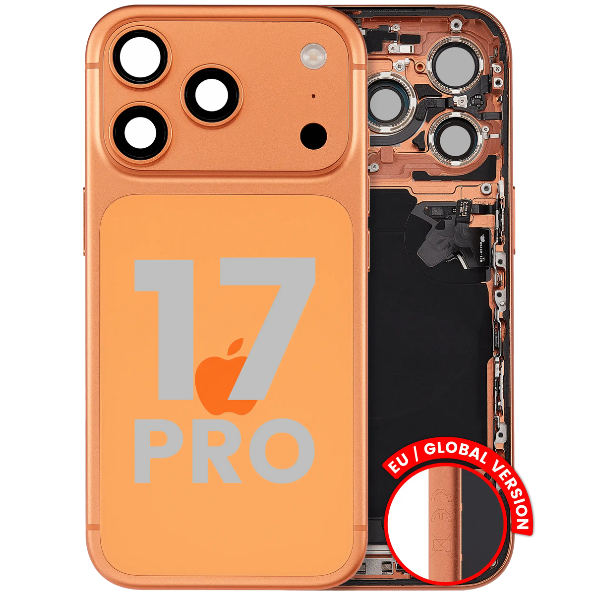 For iPhone 17 Pro Back Housing With Charging Port & Small Parts EU / Global Version Pulled - Grade B - Cosmic Orange