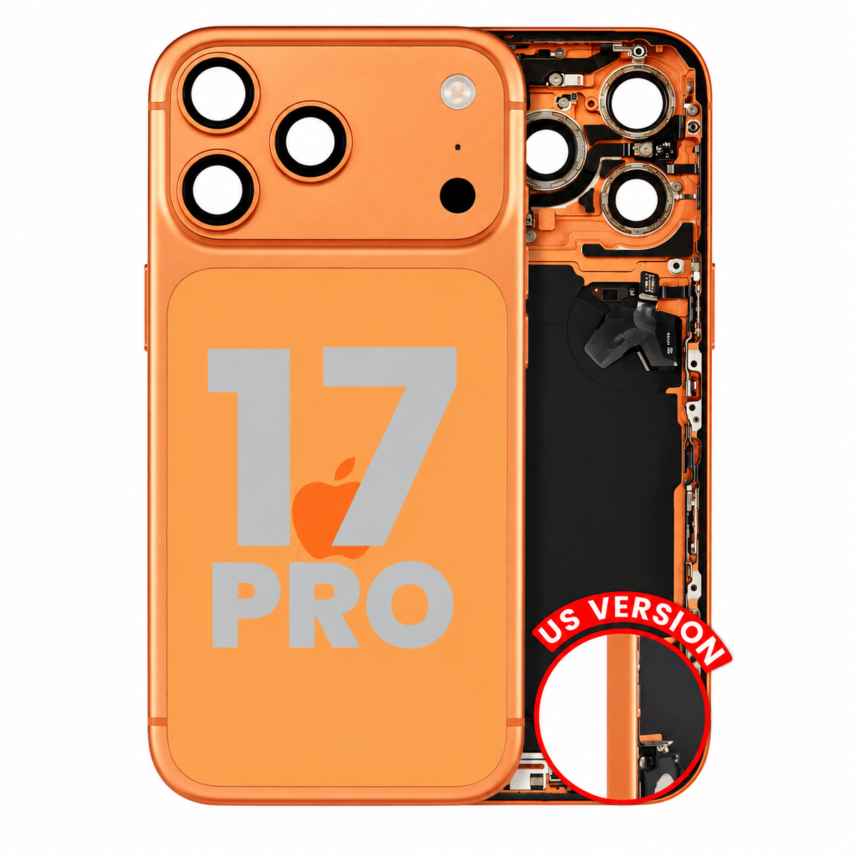 For iPhone 17 Pro Back Housing With Charging Port & Small Parts US Version Pulled - Grade A - Cosmic Orange