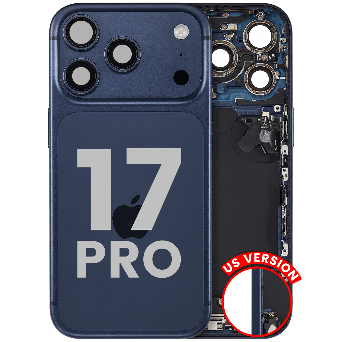 For iPhone 17 Pro Back Housing With Charging Port & Small Parts US Version Pulled - Grade C - Deep Blue