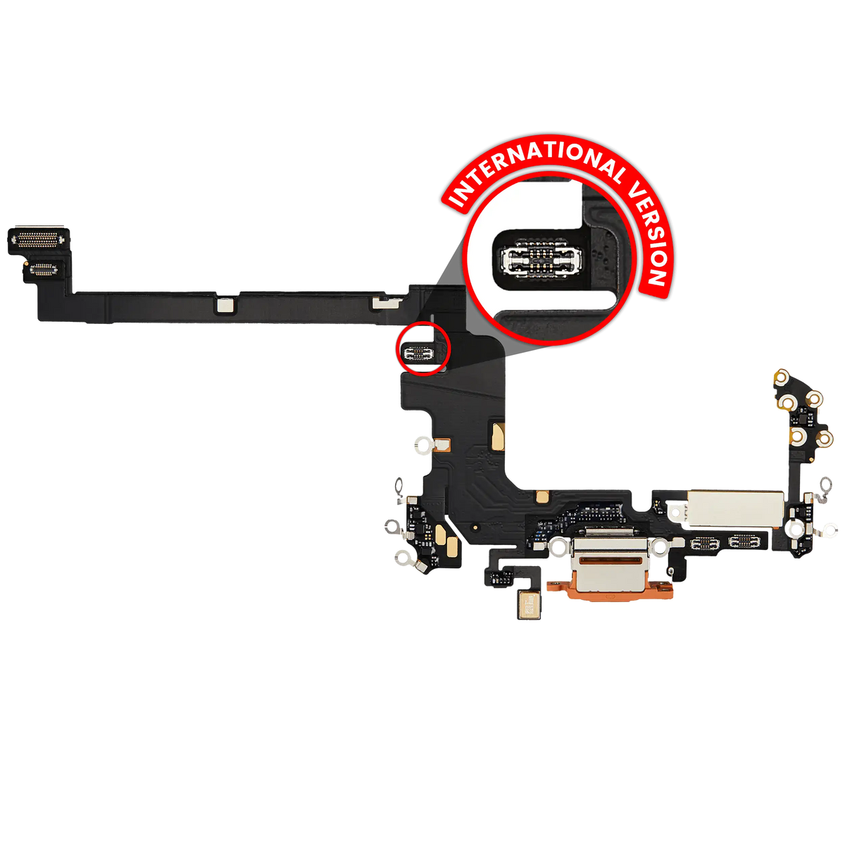 For iPhone 17 Pro Charging Port Flex Cable International Version Pulled - Cosmic Orange