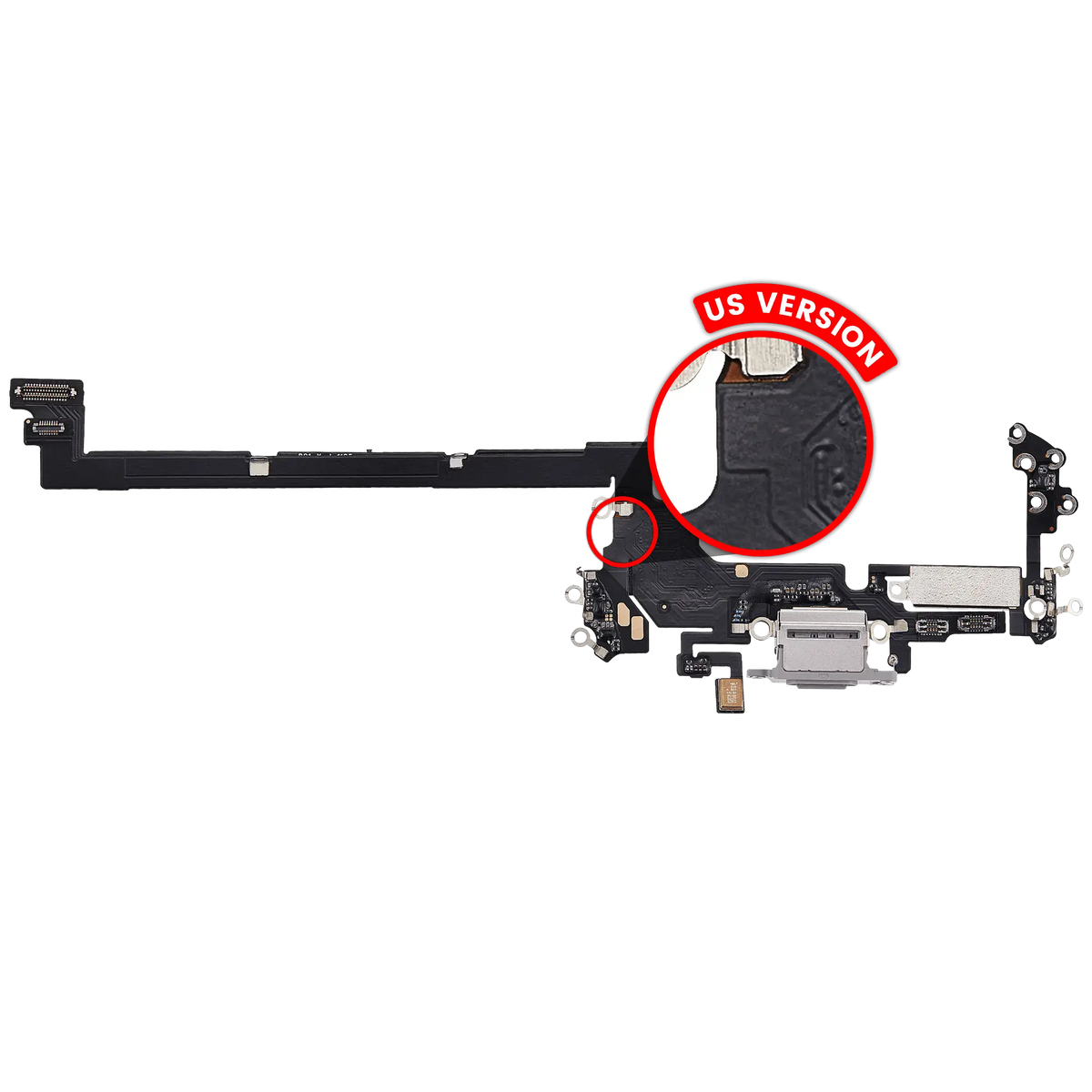 For iPhone 17 Pro Charging Port Flex Cable US Version | Aftermarket Plus - Silver