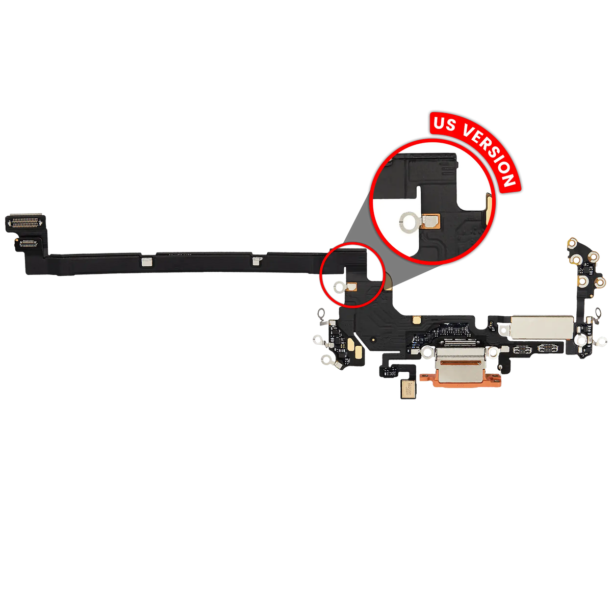 For iPhone 17 Pro Charging Port Flex Cable US Version Pulled - Cosmic Orange