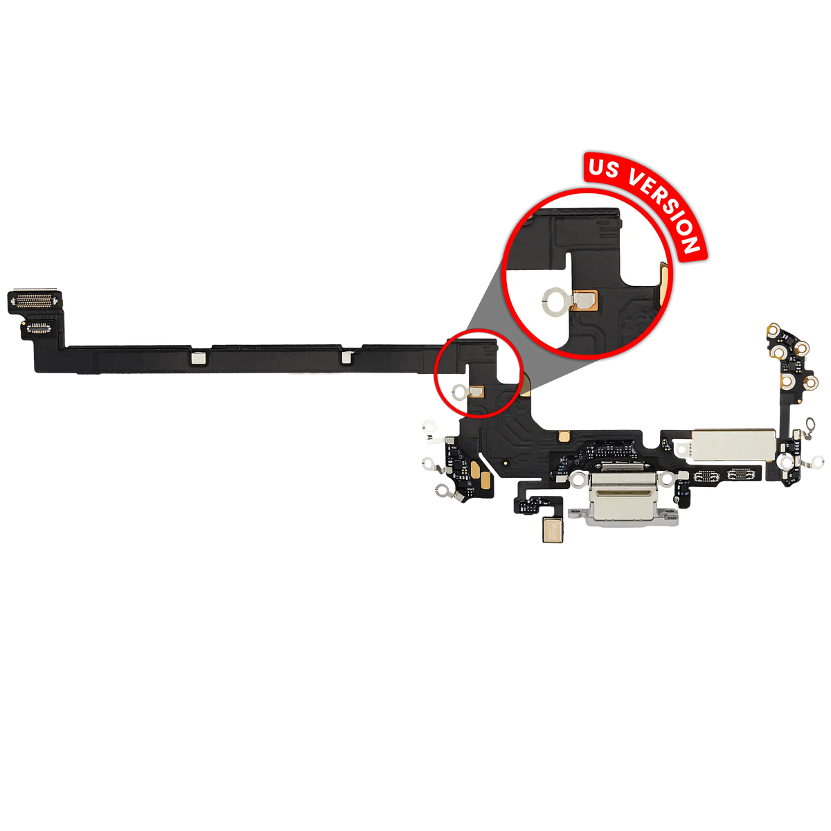 For iPhone 17 Pro Charging Port Flex Cable US Version Pulled - Silver