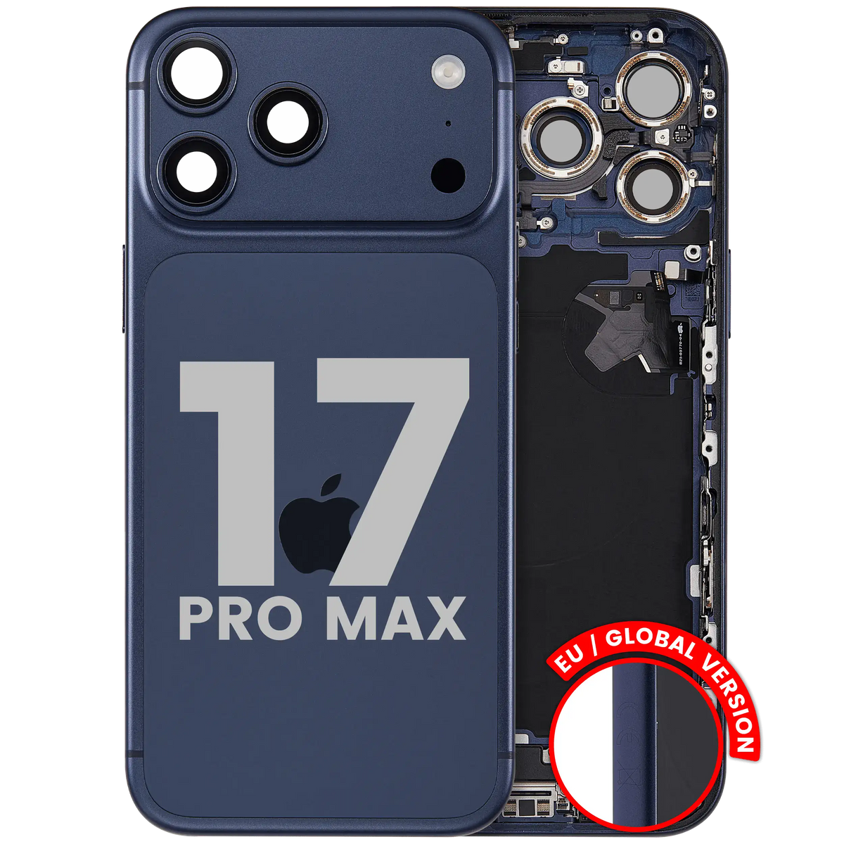 For iPhone 17 Pro Max Back Housing With Charging Port & Small Parts EU / Global Version Pulled - Grade C - Deep Blue