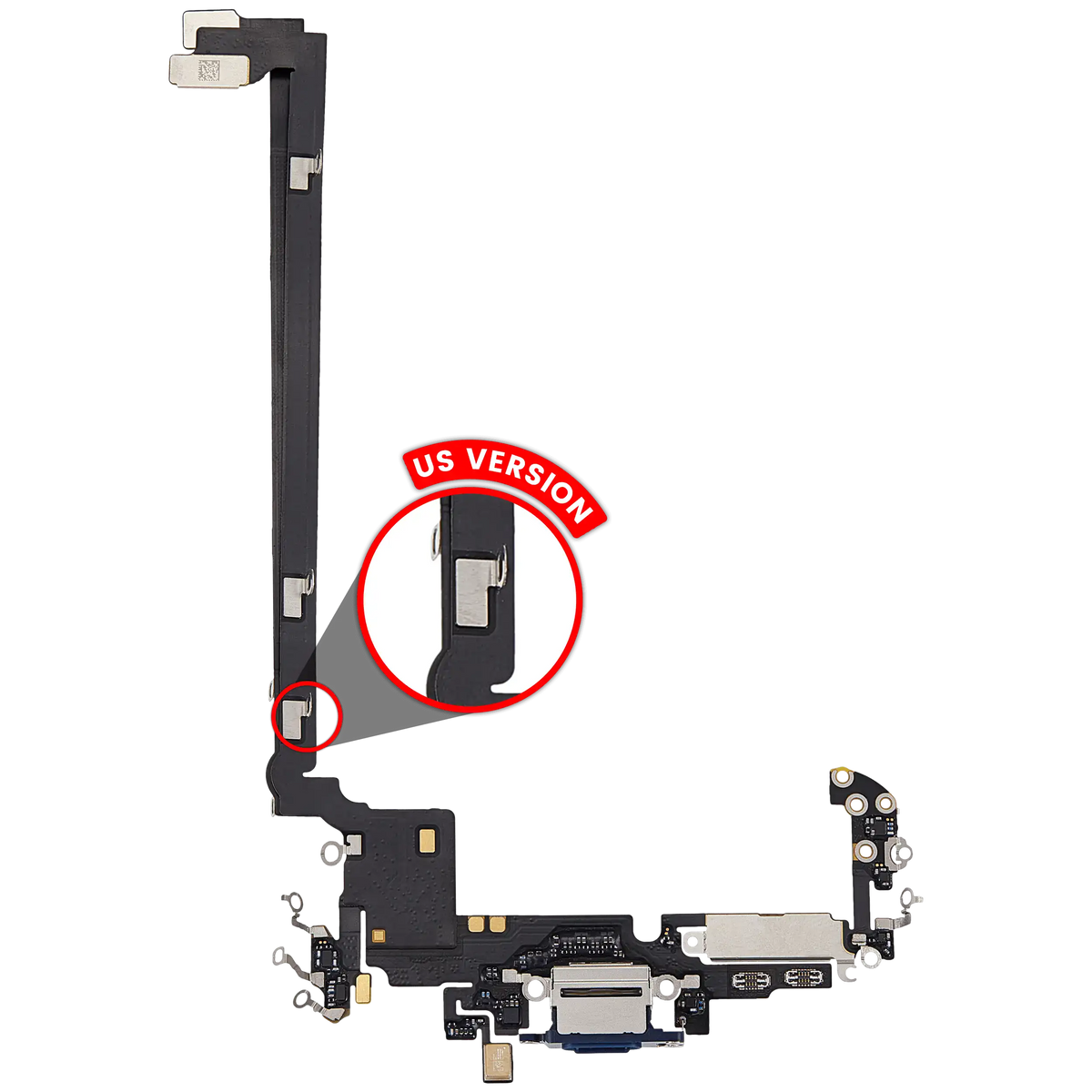 For iPhone 17 Pro Max Charging Port Flex Cable US Version Pulled - Deep Blue