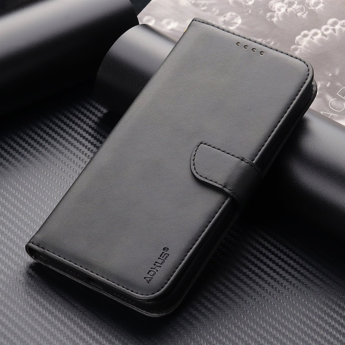 For Samsung Galaxy A05 Premium Aokus Wallet Case black