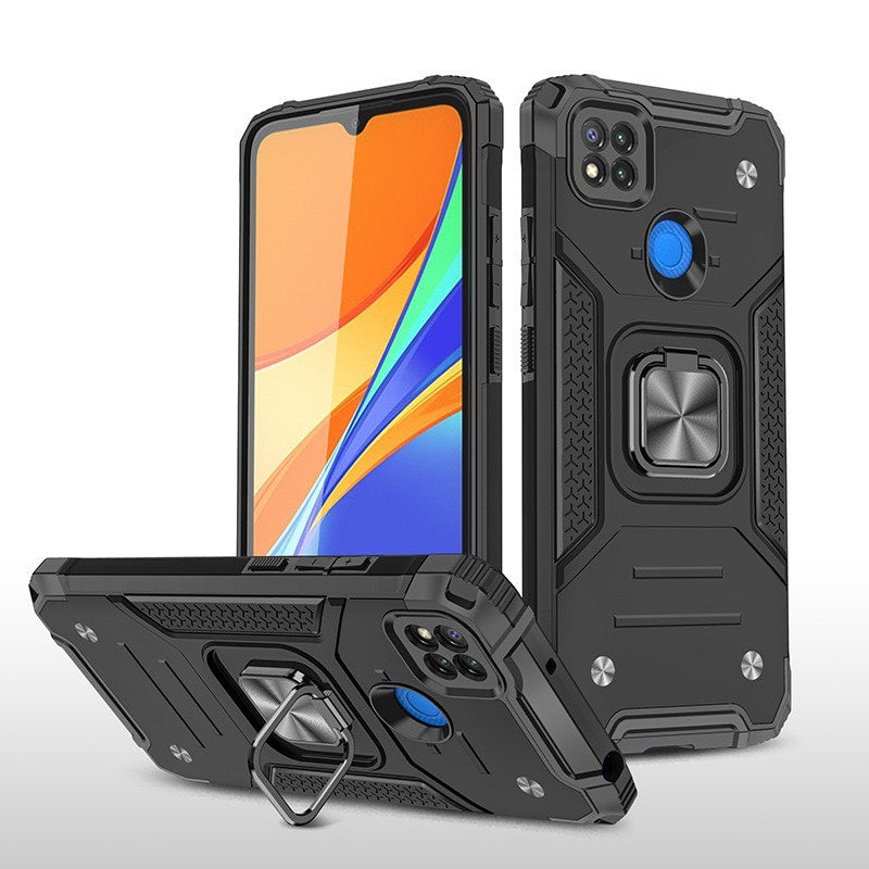 For Samsung Galaxy A24 4G Aokus Armor Metal Ring Case Black