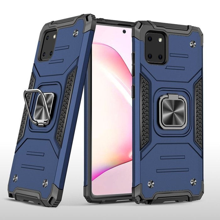 For Samsung Galaxy A24 4G Aokus Armor Metal Ring Case Blue