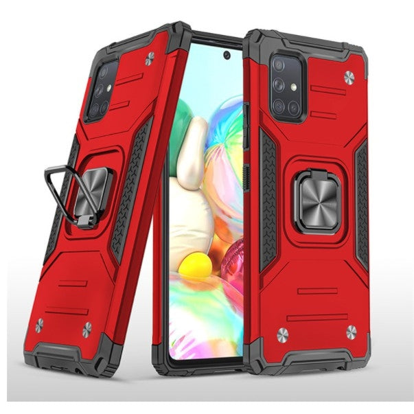 For Samsung Galaxy A24 4G Aokus Armor Metal Ring Case Red
