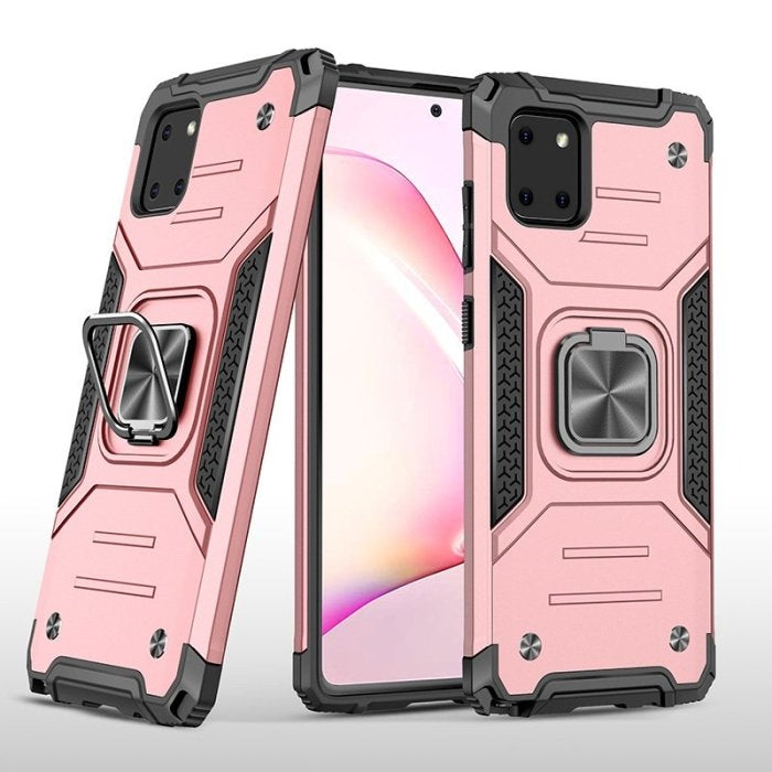 For Samsung Galaxy A24 4G Aokus Armor Metal Ring Case Rose Gold