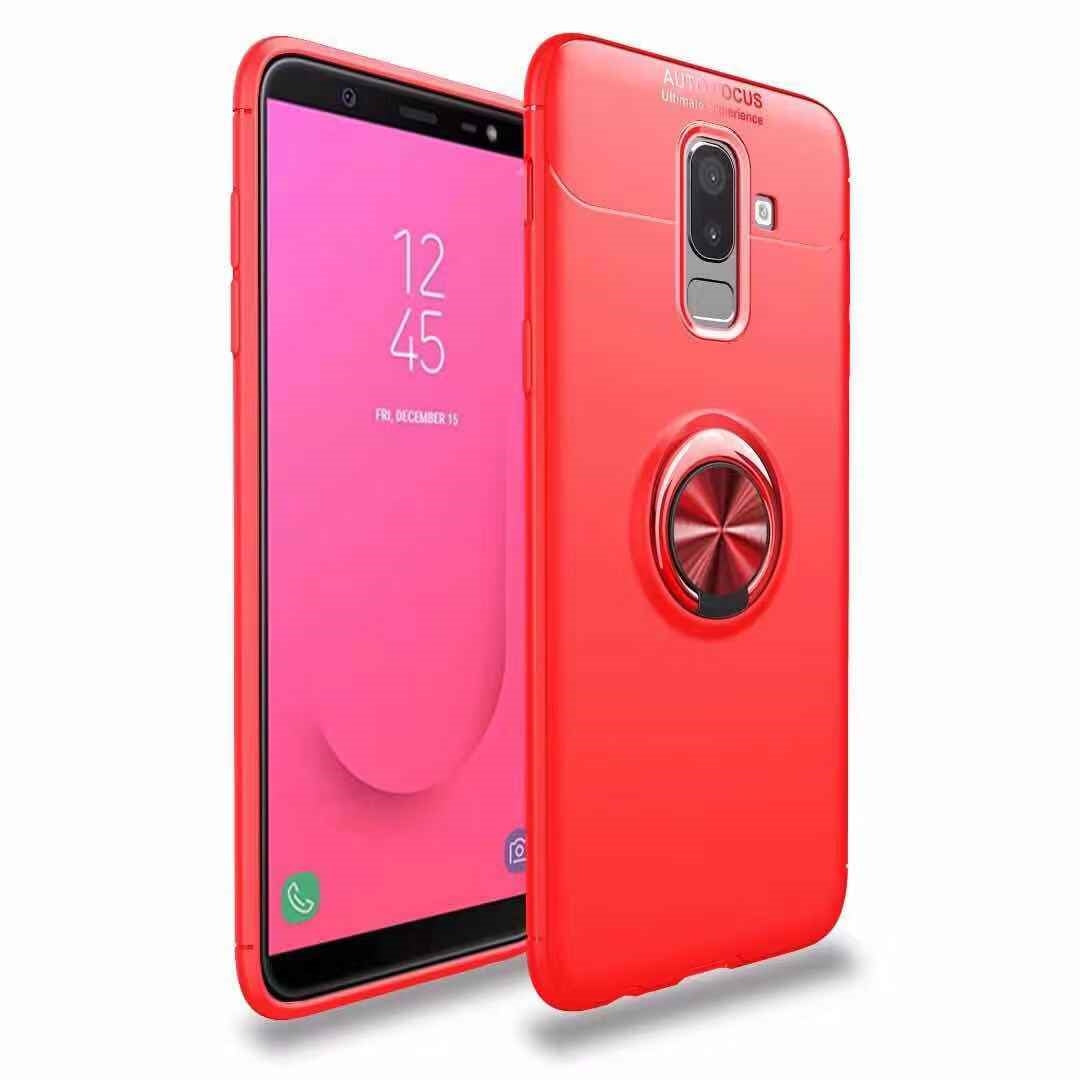 For Samsung Galaxy A6 2018 Autofocus 360 Shockproof Case With Ring Holder Red