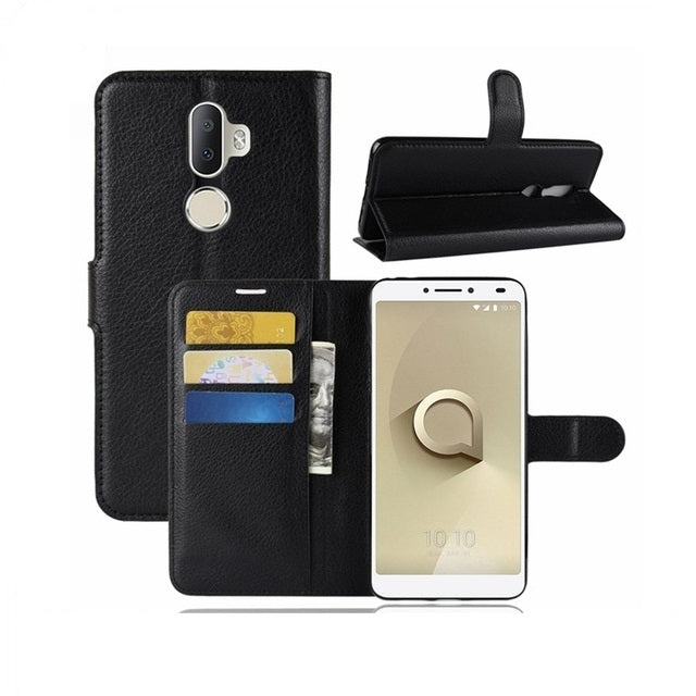 For Samsung Galaxy A6 Plus 2018/J8 2018 Wallet Case Black